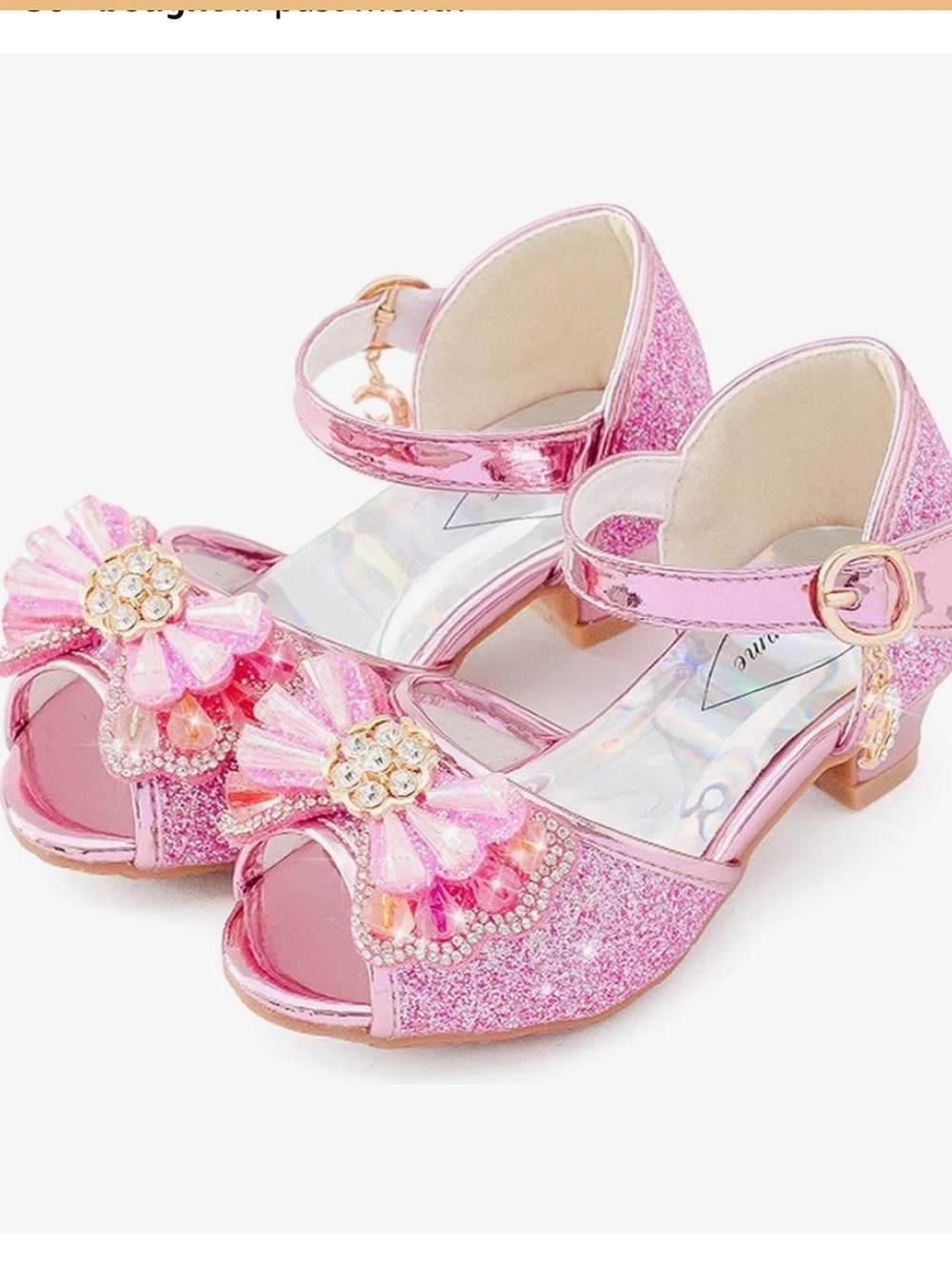 ⭐️⭐️PICK 5 / $20 Girls' Shiny Pink Bow Dress Sandals with Rhinestones